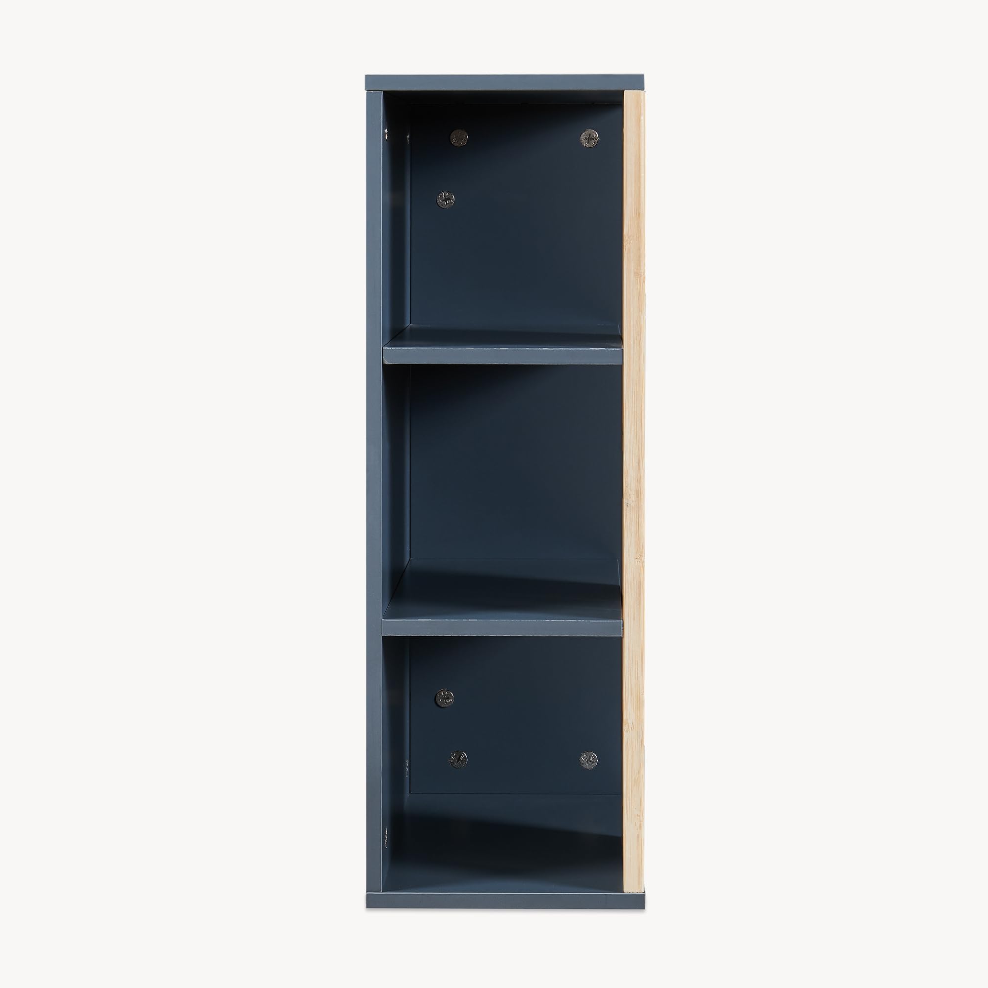 [en.casa] Mobiletto da Parete per Bagno a 3 Ripiani Armadietto Sospeso a Muro con Vani Aperti e Frontale in Bambù 60 x 30 x 20 cm Mensola Pensile per Ingresso Corridoio - Grigio Scuro/Naturale