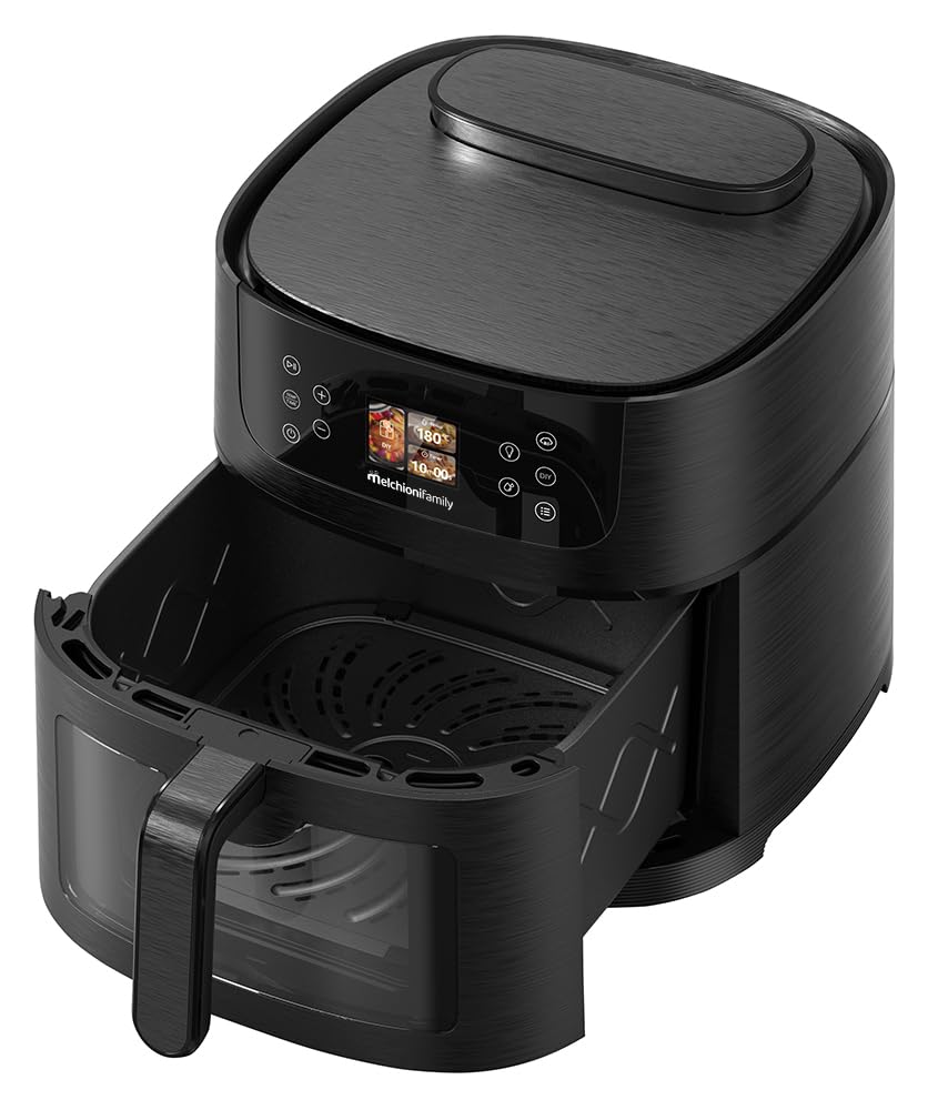 Melchioni Family DORA AI Friggitrice ad Aria 8L con Intelligenza Artificiale riconoscimento cibo e Vapore Soft | 24 Programmi Preimpostati, Cassetto con Finestra, Luce Interna, Potenza 1800W