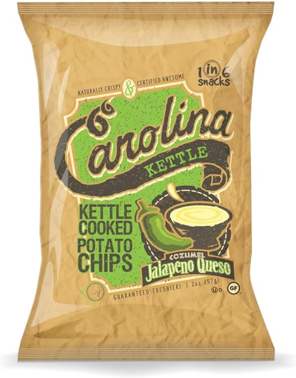Cozumel Jalapeño Queso Kettle Cooked Potato Kettle Chips - Spicy Pepper with Mexican Cheese Chips. Gluten Free Case of (20 x 2 oz. Bags)