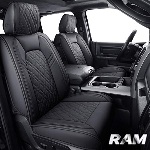 Aierxuan Dodge Ram Car Seat Covers Full Set Custom Fit 2009-2022 1500 2010-2022 2500 3500 Pickup Truck Crew Double Quad cab Waterproof Leather Cushions(Full Set, Black)