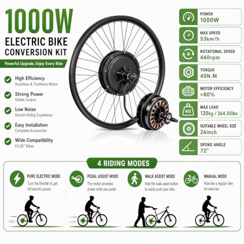 48V 1000W Gearless Rear Hub Kit