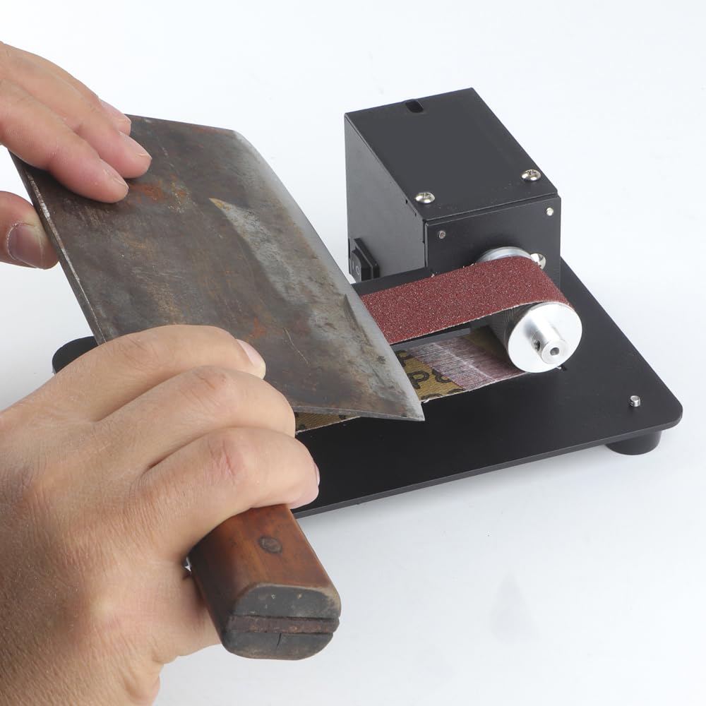250W Mini Lijadora de Banda Esmeriladora de Banco Eléctrica Lijadora con 7 Velocidades de Control Ajustable Pequeña Amoladora Afiladora Pulidora para Trabajos de Bricolaje