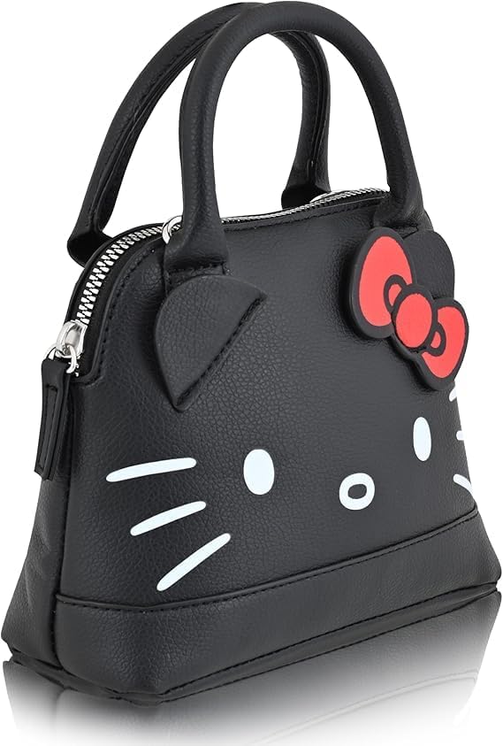 FAST FORWARD HK Black Leather Crossbody Handbag - Girls, Teens, Adults - HK Faux PU Leather Cosplay Crossbody Handbag, Black
