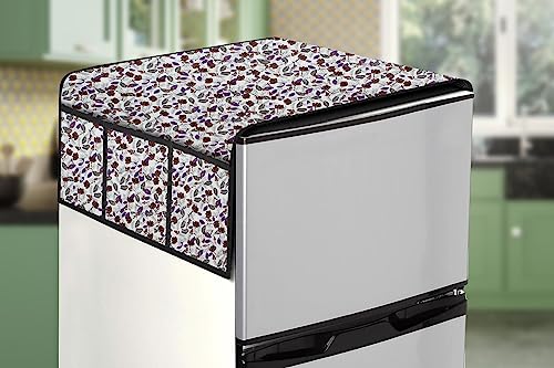 Image of Stylista Refridgerator top Cover Suitable for Samsung RT34C4522B1 /HL, 301 Liter Fridge, Dimension (WXD) 65x111 CM, Corals Pattern Beige