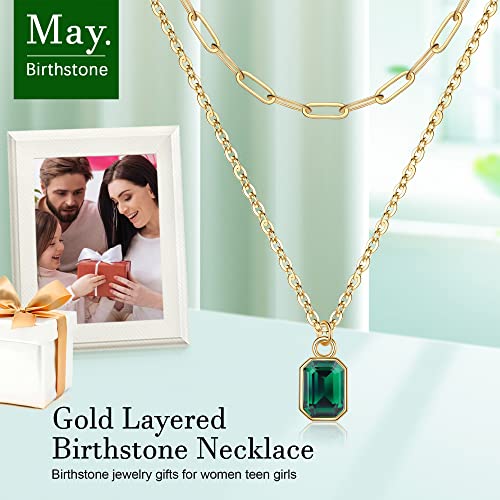 Birthstone Necklace For Women, Emerald Necklace Birthstone Necklace For Women Emerald Necklaces For Women Birthstone Necklace Birthstone Jewelry Green Necklace Layered Gold Necklaces For Women Jewelry #TOP5