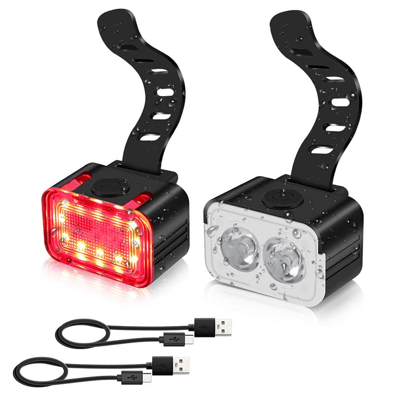 Gift2u LED Bike Light Front&Rear Bicycle Headlight&Taillight Set USB Rechargeable Waterproof LED Aluminum Bike Light