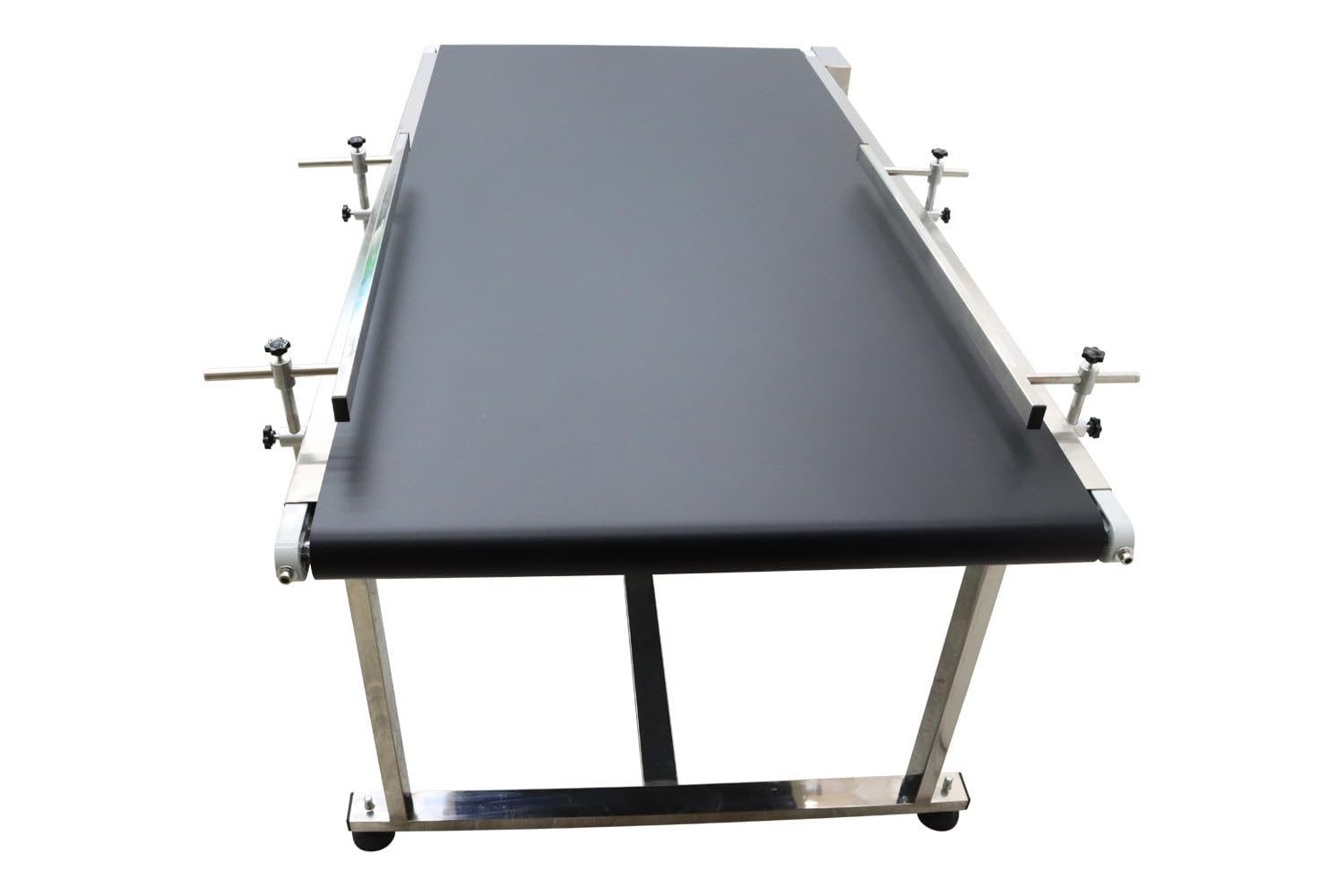 WYDDDARY PVC Flat Belt Conveyor Stainless Steel Conveyor Machine 59x27.5inch Industrial Transport Conveyor 110V 250W Adjustable Speed Double Guardrail Electric Conveyor Black