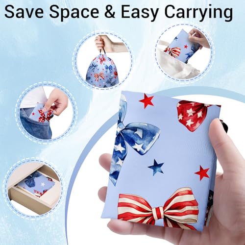 Image of Blue Bowknot Gymnastics Grip Bag American Patriotic Small Gym Athlete Bags for Outdoor Sports