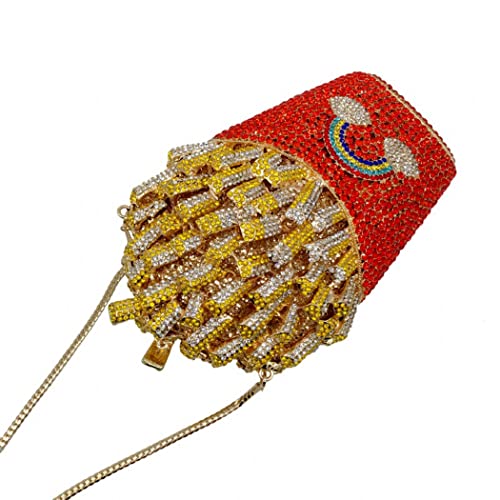 Debimy French Fries Chips Rhinestone Clutch Women Crystal Handbag Sparkly Evening Bag Purses For Wedding Party Pink #TOP2