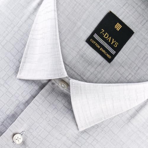 Image of 7-DAYS Premium Men's Formal Shirts - Cotton Rich, Textured Self-Design, Full Sleeve, Regular Fit, Wrinkle Resistant, with Pocket - Perfect for Office