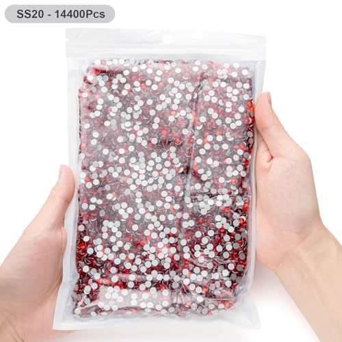 Image of Flatback Rhinestones Bulk, 14400PCS Lt.siam Rhinestones for Clothes DIY Decoration Crafts, Lt.siam, SS20, 4.6-4.8mm