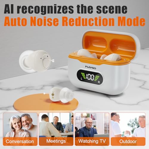 Flaygo Pro Hearing Aids for Seniors with Intelligent Auto-Noise Cancelling (Not Amplifiers),Rechargeable Digital OTC with 32-Channel for Clear Sound, Super Mini Invisible & Comfortable,7-Day Standby, UV Charging Case Cleaning - Thumbnail 3