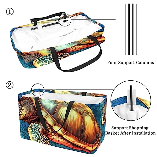 Sac d'épicerie réutilisable avec motif coloré tortue de mer sac fourre-tout - 4