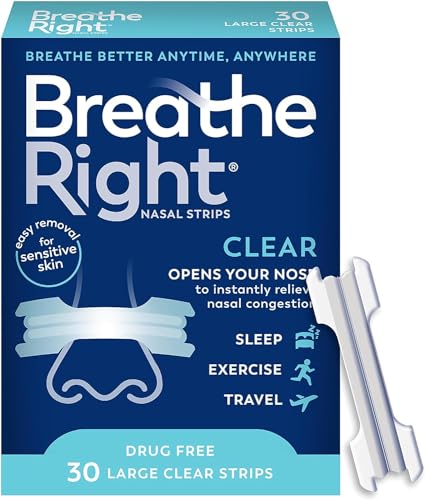 Breathe Right Nasal Strips, Clear Large Nose Strips, Snoring...