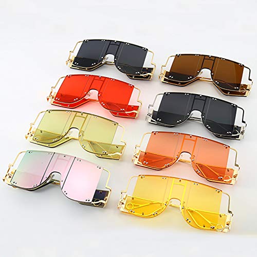 Image of COTIA /Fashion Square Sunglasses Women New Oversized Mirror Men Shades Glasses Luxury Brand Metal Rivet Fashion Female Eyewear