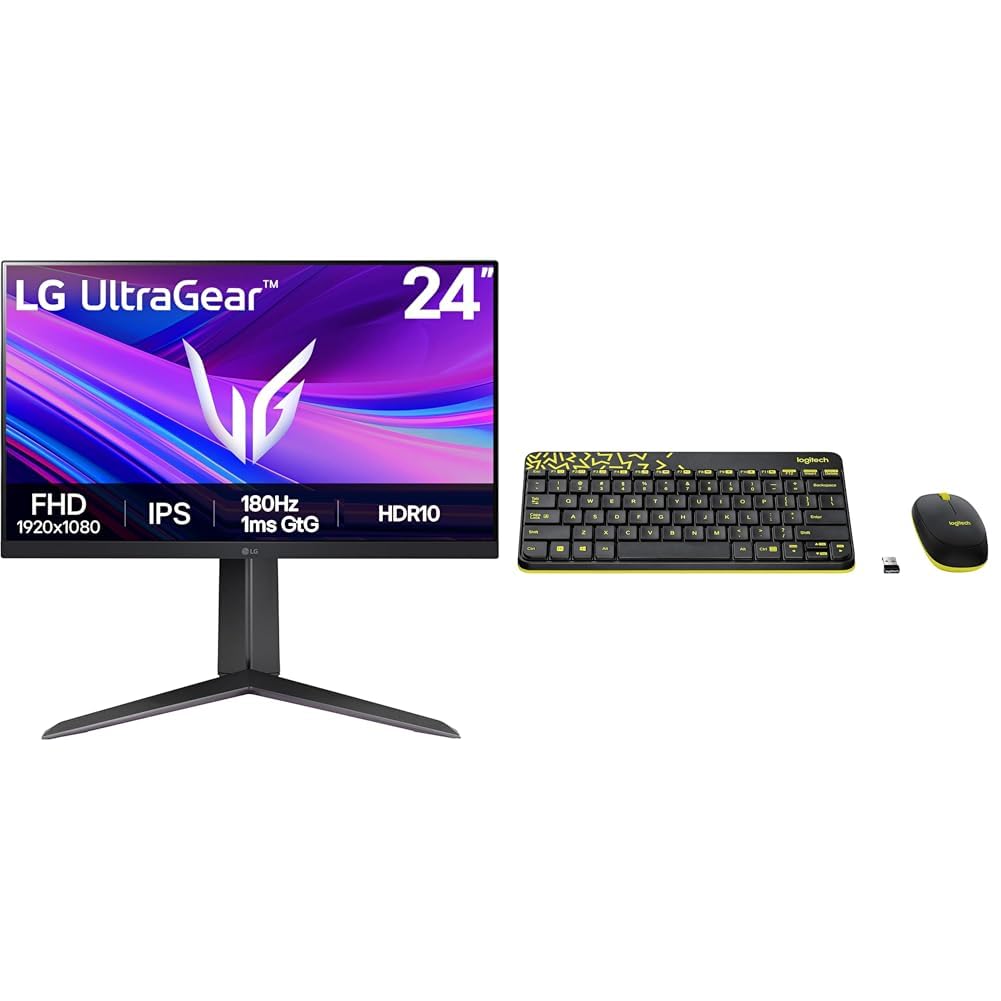 LG Ultragear 24GS65F IPS Full HD Gaming Monitor, 24 Inch, 1920 X 1080, 1ms, 180Hz, HDR 10, NVIDIA G-Sync Compatible, AMD FreeSync, Height/Pivot + Logitech MK240 Nano Wireless Keyboard and Mouse Combo-picture-20