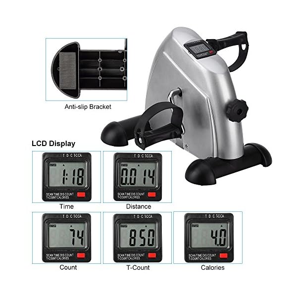 Mini Exercise Bike, himaly Under Desk Bike Pedal Exerciser Portable Foot Cycle Arm & Leg Peddler Machine with LCD Screen Displays