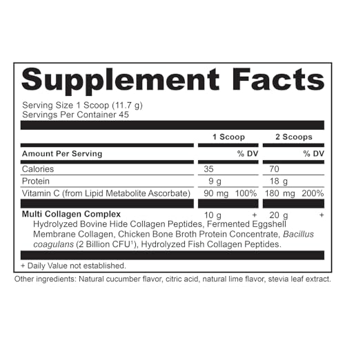 Image of Ancient Nutrition Hydrolyzed Multi Collagen Peptides Powder, Cucumber Lime