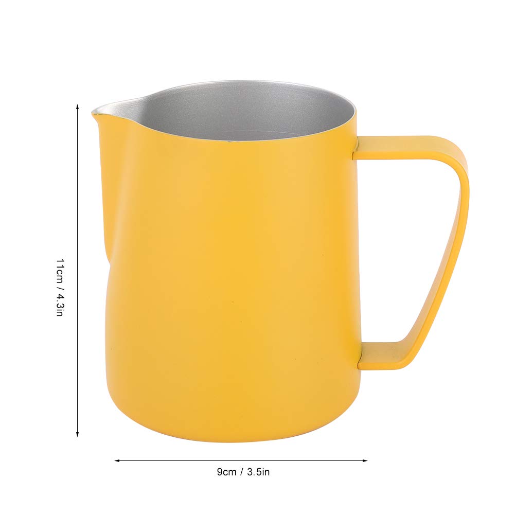 600 ml kubek do spieniania mleka ze stali nierdzewnej dzbanek dzbanek Latte Art do użytku w domowej kawiarni (Żółty)