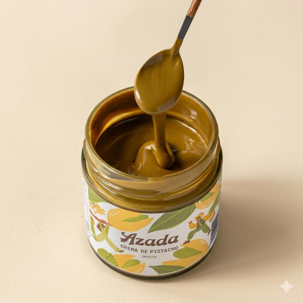 AZADA Crema de Pistacho 100% – Pistachio Cream Smooth – Crema Pistacho Sin Azúcar – Pistachio Butter Natural para Repostería y Desayunos - 350gr