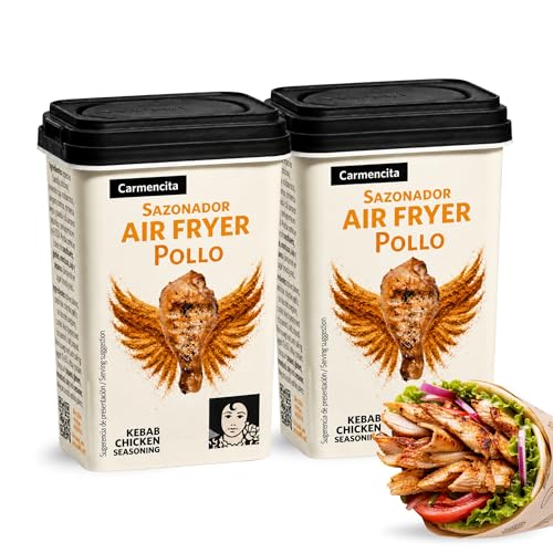 Sazonador Air Fryer Pollo Carmencita, Sazonador Kebap, Especias ideal para realzar el sabor del muslos, alitas, brochetas y tiras de pollo, Con Gluten, Contiene 2 unidades de 75 g
