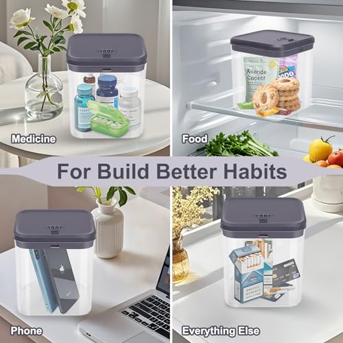 Lock Box for Medicine & Snacks - Childproof Storage Box with Combination Lock, Secure Organizer for Pills, Fridge Food, Phone, Vitamins | Portable Safe for Home, Office, Travel (5.5x5.5x6.3in)