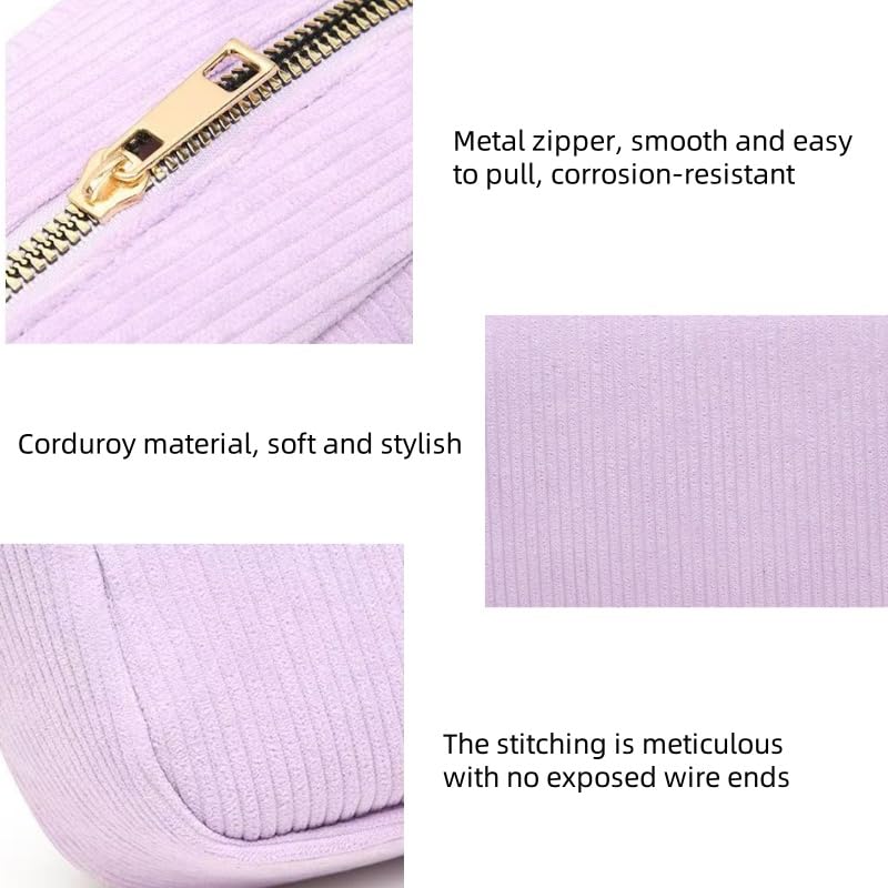 Ycnpeatt Sanitary Pad Storage Bag Purple Corduroy Period Pouch, 12x12x5cm (4.7"x4.7"x2") - Image 3