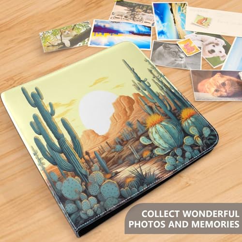 Álbum de fotos de cuero con diseño de paisaje de cactus, libro de imágenes DIY con anillas para bodas y familia, álbum de recortes autoadhesivo miniatura 5
