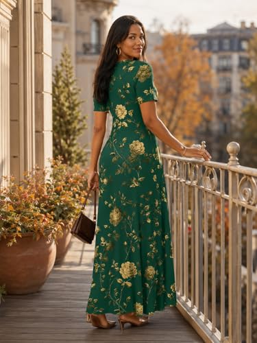 Image of SUZONANA Plus Size Dresses for Women Summer Casual Maxi Dress Short Sleeve Loose Vacation Dress