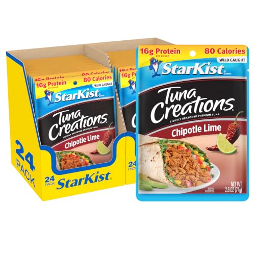 Image of StarKist Tuna Creations Chipotle Lime, 2.6oz Pouch, 24-Pack | 16g Protein Per Serving, Wild Caught, Shelf Stable Seafood, Gluten Free, Soy Free, No Draining, Ready to Eat for Salads