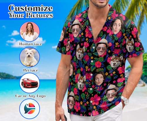 Personalized Hawaiian Shirt with Photo, Custom Hawaiian Shirt with Face, Custom Button Up Shirts for Men 12