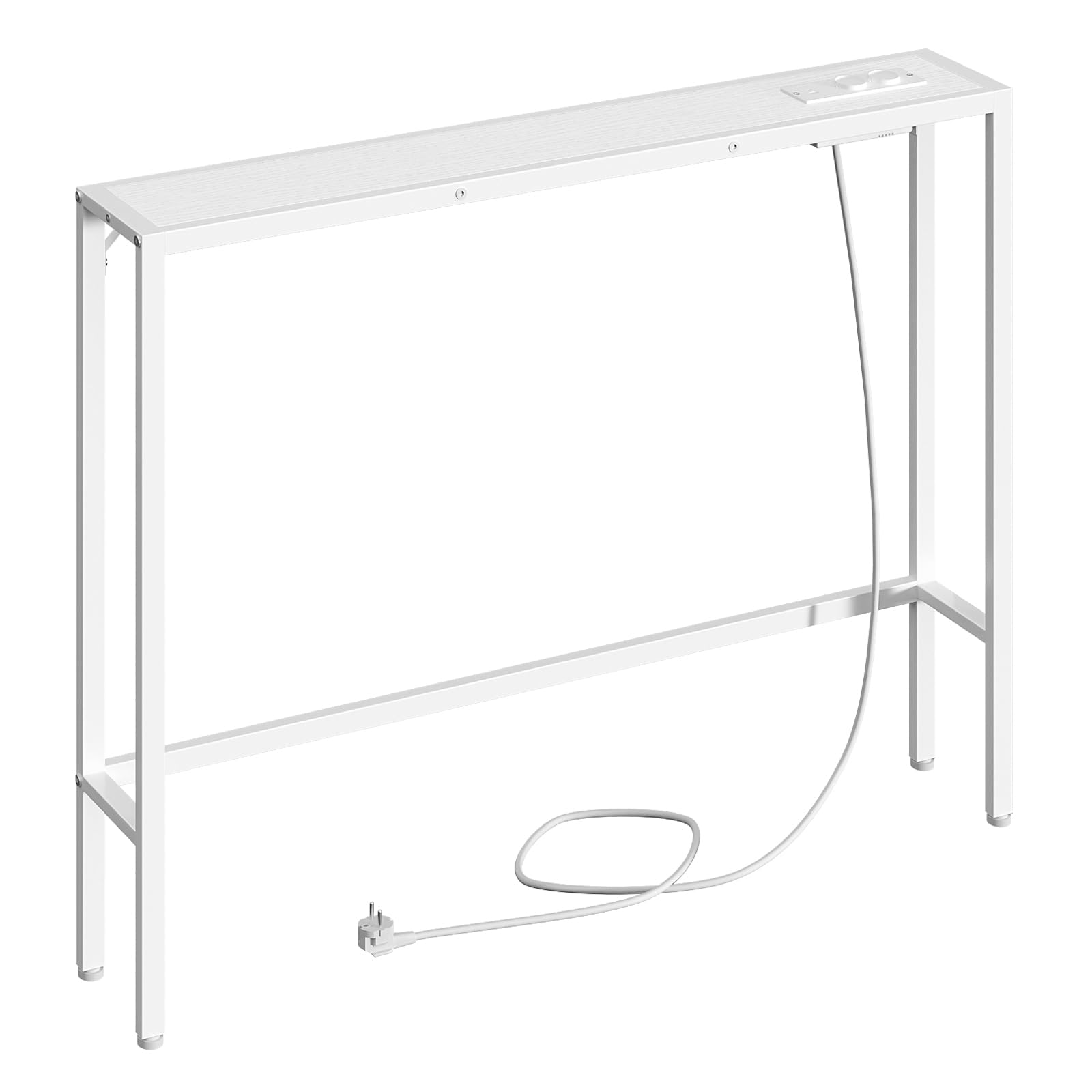 MAHANCRIS Tavolo Consolle da 100 cm, Consolle d'Ingresso con Prese e Porte USB, Tavolino Stretto per Divano, Corridoio, per Soggiorno, Camera da Letto, Corridoio, Bianco ACTWT968UE01