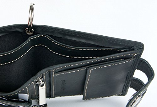 FLW Men's Dark Grey Biker's Pocket Sized Genuine Leather Wallet with a Chain to Hang4