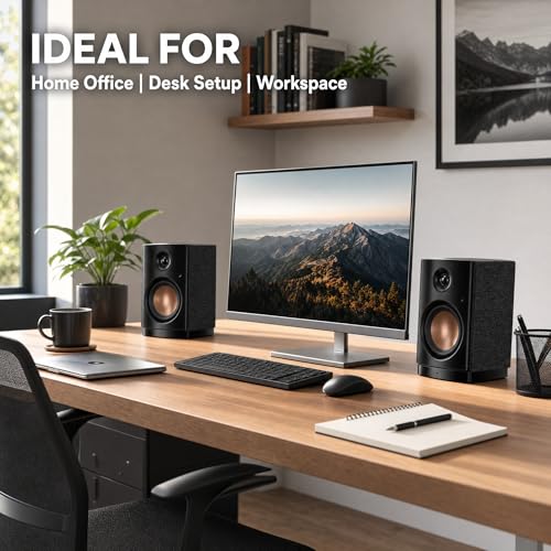 Image of HiVi-Swans OS-10 HiFi Stereo Speakers, Bluetooth 5.0 Active Computer Bookshelf Speakers - 4'' Dynamic Woofer, Powered Desk Speakers 62w RMS with Touch Control for PC /Phone /TV /Monitor (Pair)
