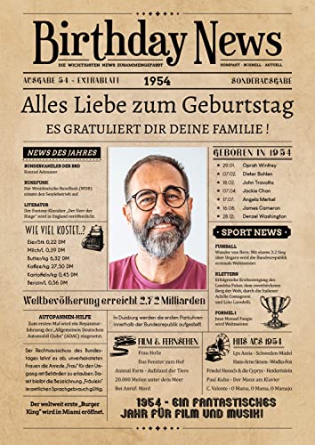PRINTALA Geburtstagszeitung - personalisiert mit Deinem Text & Foto | Jahrgang nach Wahl | Posterdruck (1954) PRINTALA Geburtstagszeitung - personalisiert mit Deinem Text & Foto | Jahrgang nach Wahl | Posterdruck (1954)
