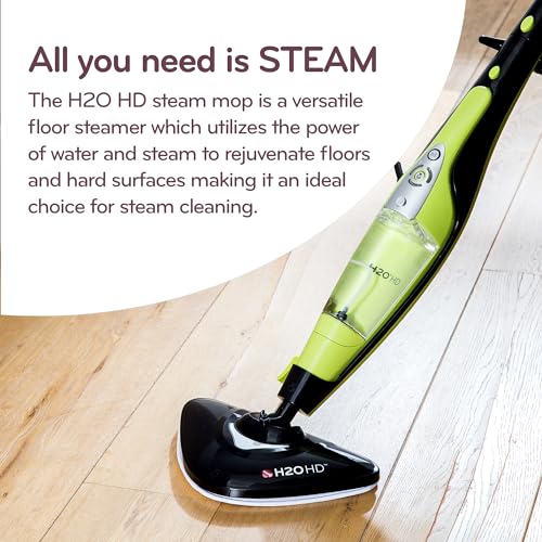 Image of H2O HD Steam Mop & Handheld Steam Cleaner | 3-in-1 Floor Steamer | 1500W Power & 450ml Removable Tank | Foldable Storage | Hardwood, Tile & Laminate Cleaner