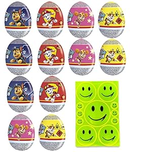 Paw Patrol chocolade-verrassingsei (12 x 20 g), met klein speelgoed, halfwitte chocolade, halve melkchocolade, plus paaskaart