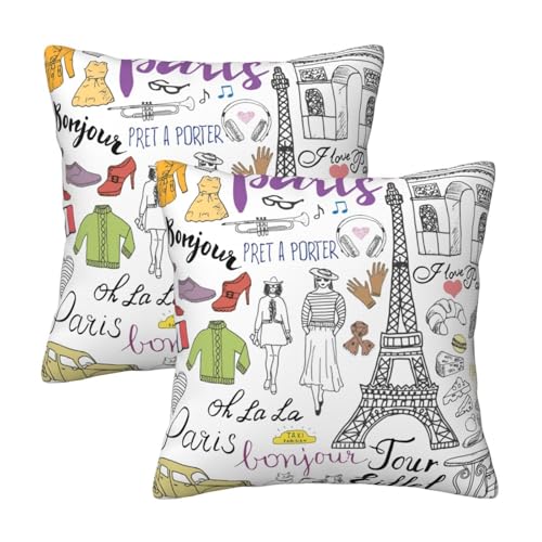SHuWeiD Housse de coussin décorative avec tour Eiffel pour chambre à coucher, canapé, salon