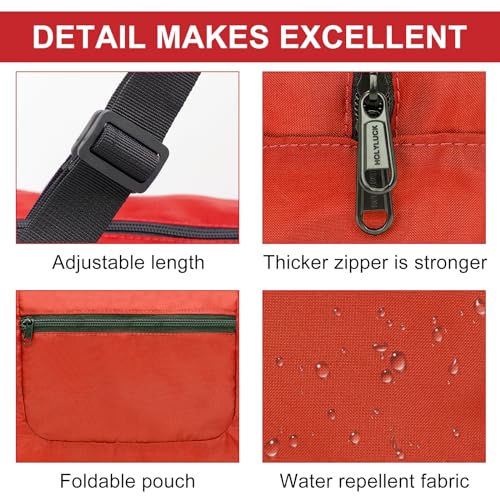 Image of HOLYLUCK Foldable Travel Duffel Bag for Women & Men Luggage Great for Gym (Red)