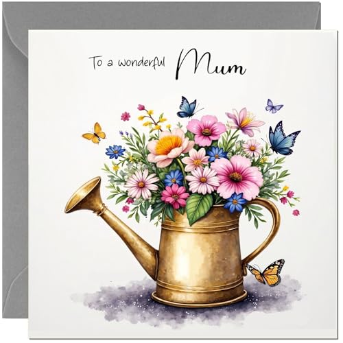 Lovely Mum Happy Birthday Card - Watering Can Birthday Cards for Mum Mother Mom