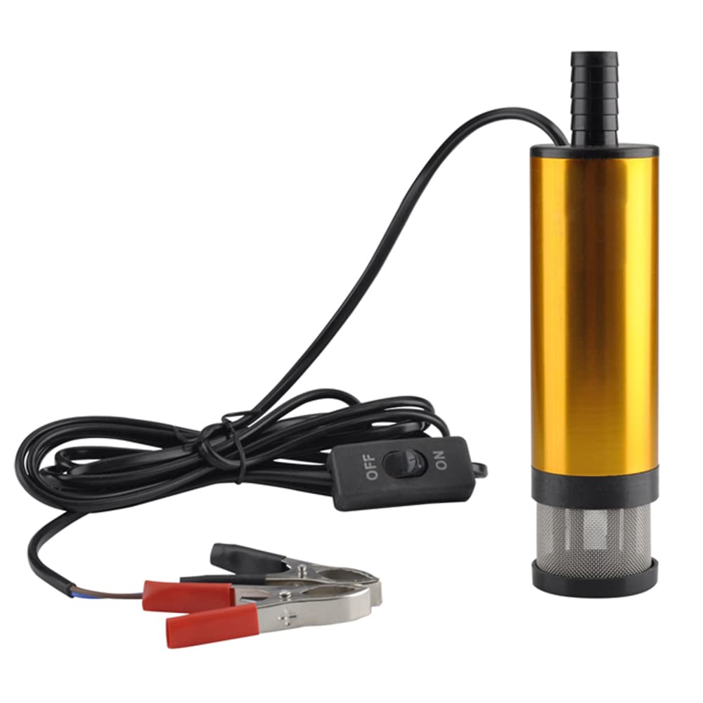 IrovamiAluminum Alloy Outshell Portable Fuel Transfer Pump Mini Electric Submersible Pump for Pumping D-iesel Oil Water
