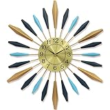 G-LEAF 24 in Large Wall Clock for Living Room Decor, Mid Century Big Wall Clock Silent Battery Opera