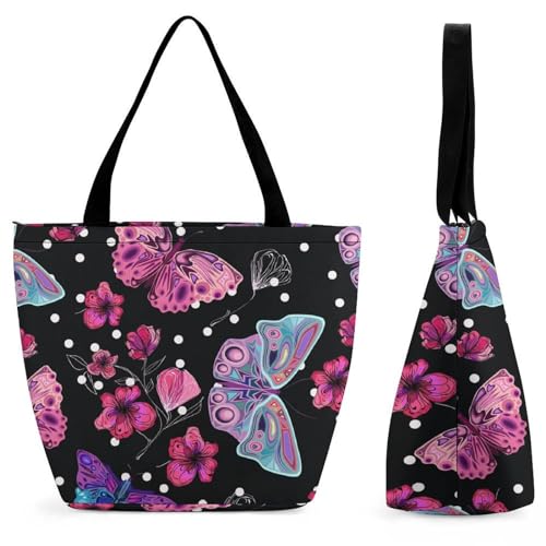 Sac de shopping fleurs et papillons pour vos voyages et sorties en ville