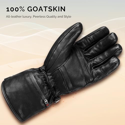 Image of SAVIOR HEAT Heated Gloves for Men Women, Rechargeable Electric Heated Leather Skiing and Snowboarding Gloves