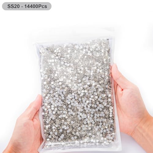 Image of Flatback Rhinestones Bulk, 14400PCS Crystal Rhinestones for Clothes DIY Decoration Crafts, Crystal, SS20, 4.6-4.8mm
