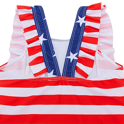 Image of RAISEVERN Baby Girls Swimsuit Ruffles Bathing Suits Cute Beach Sport Swimming Backless Summer One Piece Swimwear 2-7 Years