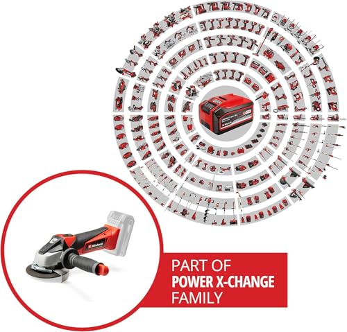 einhell meuleuse d'angle 115mm sans fil te ag 18 li solo power x change (18v, régime : 8500 trs/min, profondeur de coupe : 28 mm) livré sans batterie ni chargeur