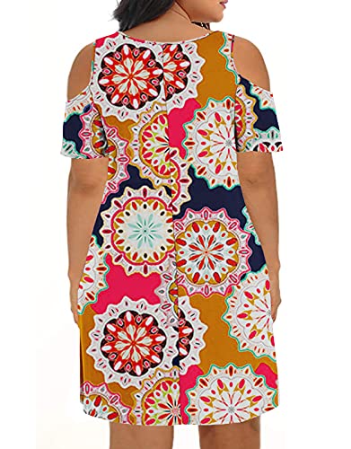 Image of Kancystore Women's Plus Size Summer Dresses Short Sleeve Casual T-Shirt Swing Dress with Pockets