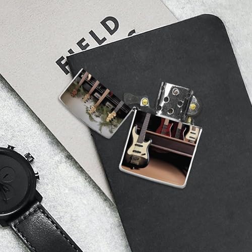 Funda metálica para encendedor con diseño de guitarra y bajo miniatura 7