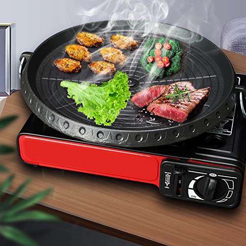 Topyond Grill Pan, Korean Grill Pan with Oil Hole Design, Non Stick BBQ Pan Easy to Clean, Heat Evenly Wear Resistant Double Layer Barbecue Skillets for Home Outdoor - Image 2